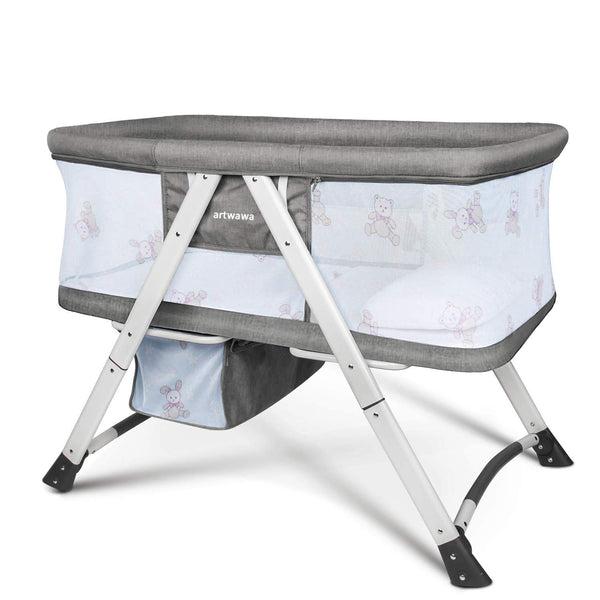 artwawa Bassinet for Baby Travel Crib Portable Bed Cot Foldable with Mattress Storage Bag